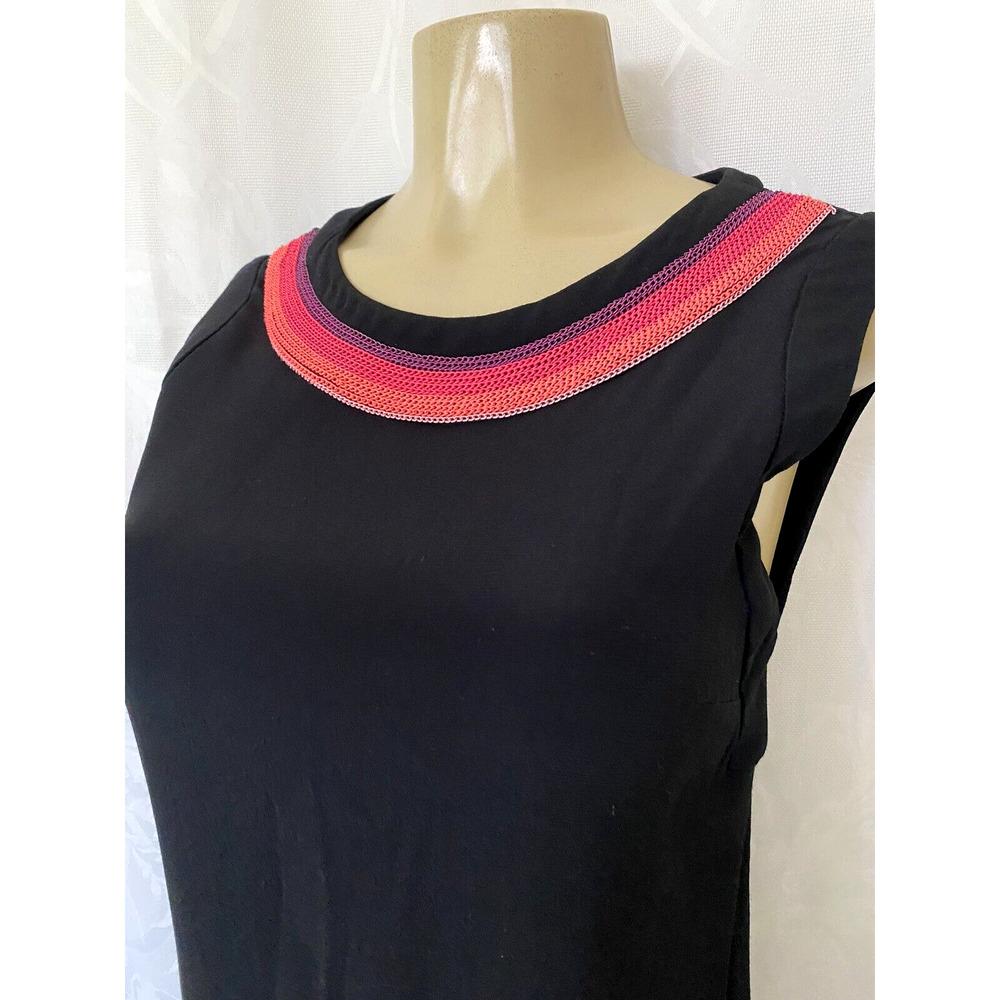 Sandro Black Dress Chain Embellished Neck Sleeveless Shift Mini Back Zip… - Picture 3 of 7